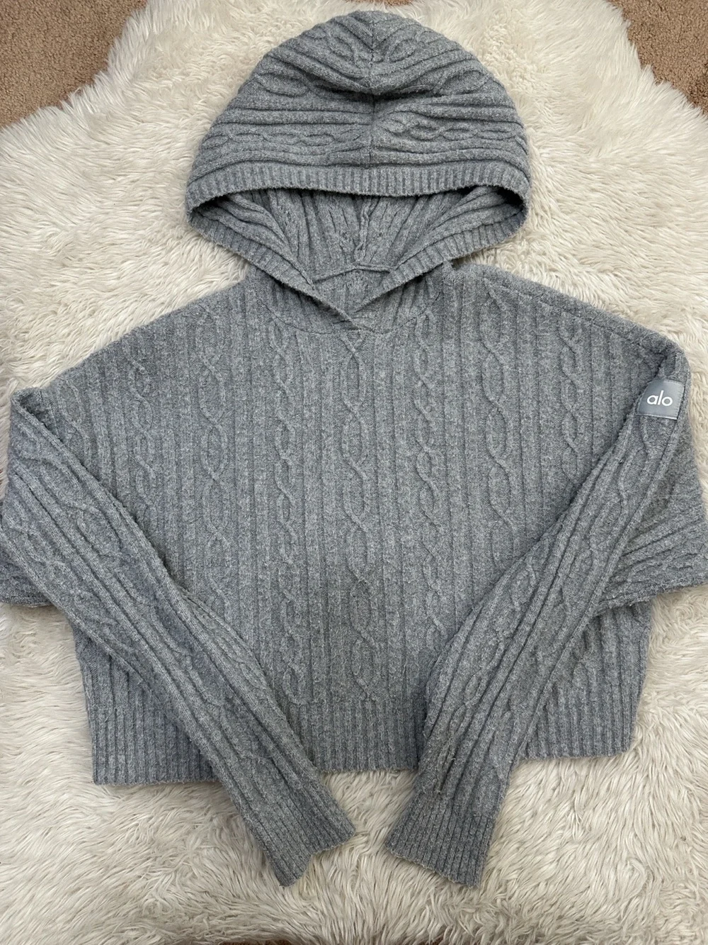 ALO Yoga Cable knit Winter Bliss hoodie & Bliss Pant Matching Set